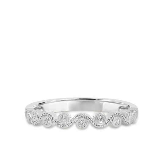 0.07 Ctw Milgrain Wave Bezel Diamond Band