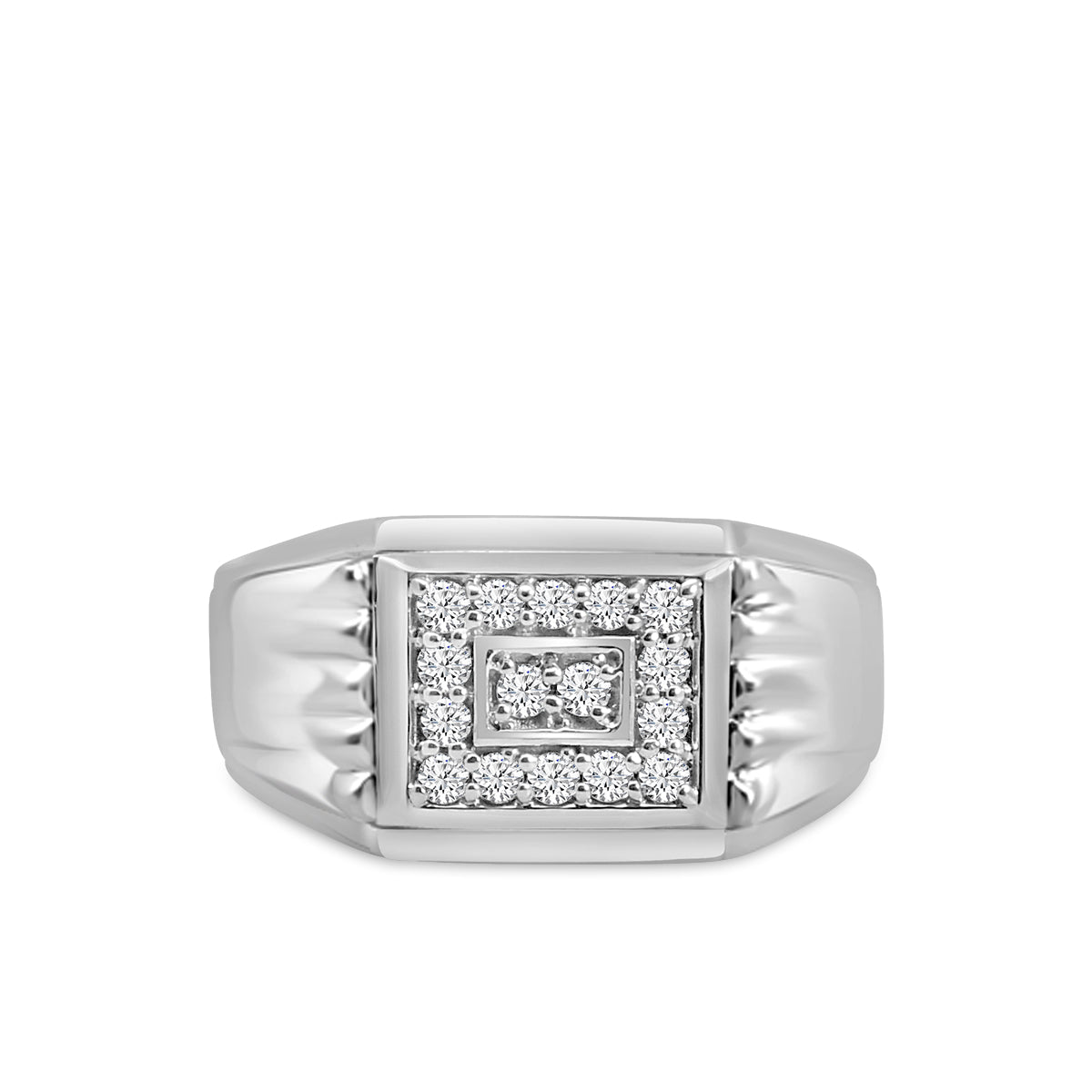 0.33 Ctw Men's Pyramid Border Diamond Ring