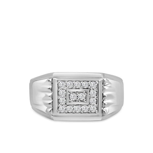 0.33 Ctw Men's Pyramid Border Diamond Ring