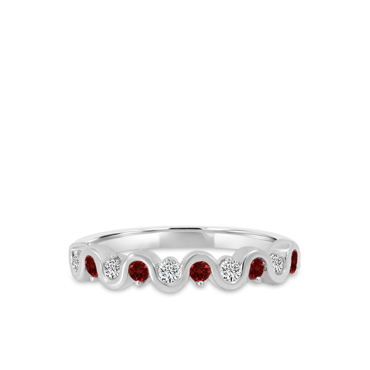 0.15 Ctw Wave Diamond Band with Alt Ruby
