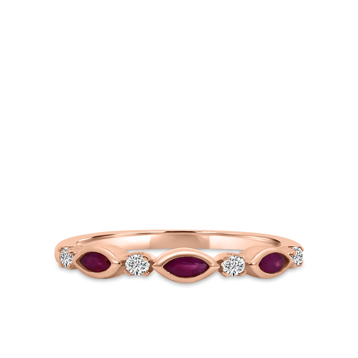 0.14 Ctw Marquise and Dot Diamond Band with Alt Ruby