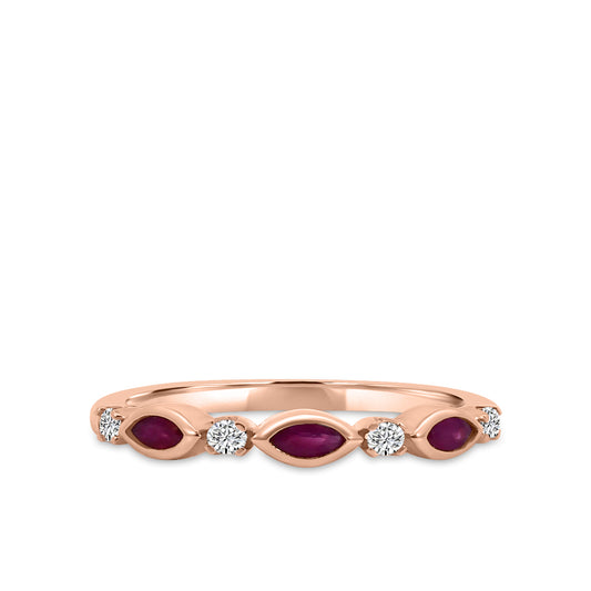 0.14 Ctw Marquise and Dot Diamond Band with Alt Ruby