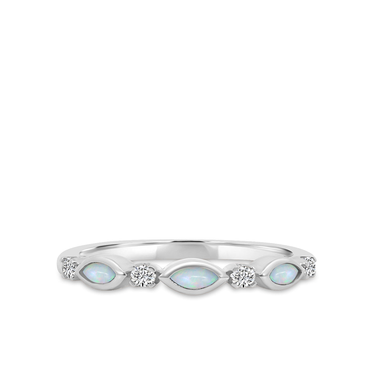 0.14 Ctw Marquise and Dot Diamond Band with Alt Opal