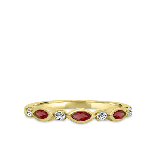 0.14 Ctw Marquise and Dot Diamond Band with Alt Garnet