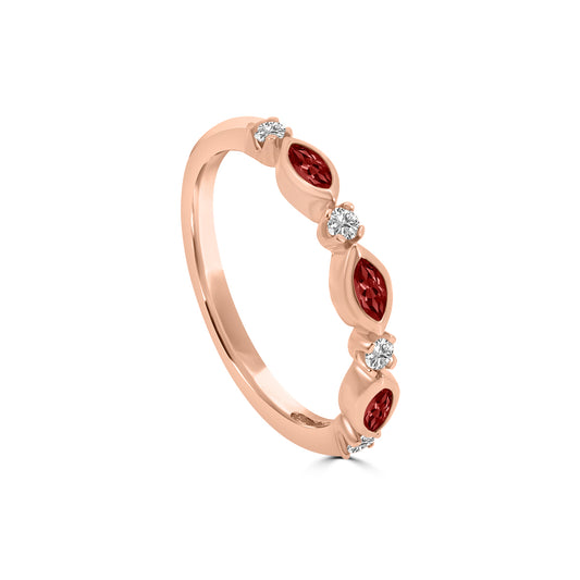 0.14 Ctw Marquise and Dot Diamond Band with Alt Ruby