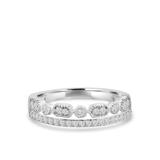 0.25 Ctw Double Hexagon and Dot with Milgrain Diamond Band