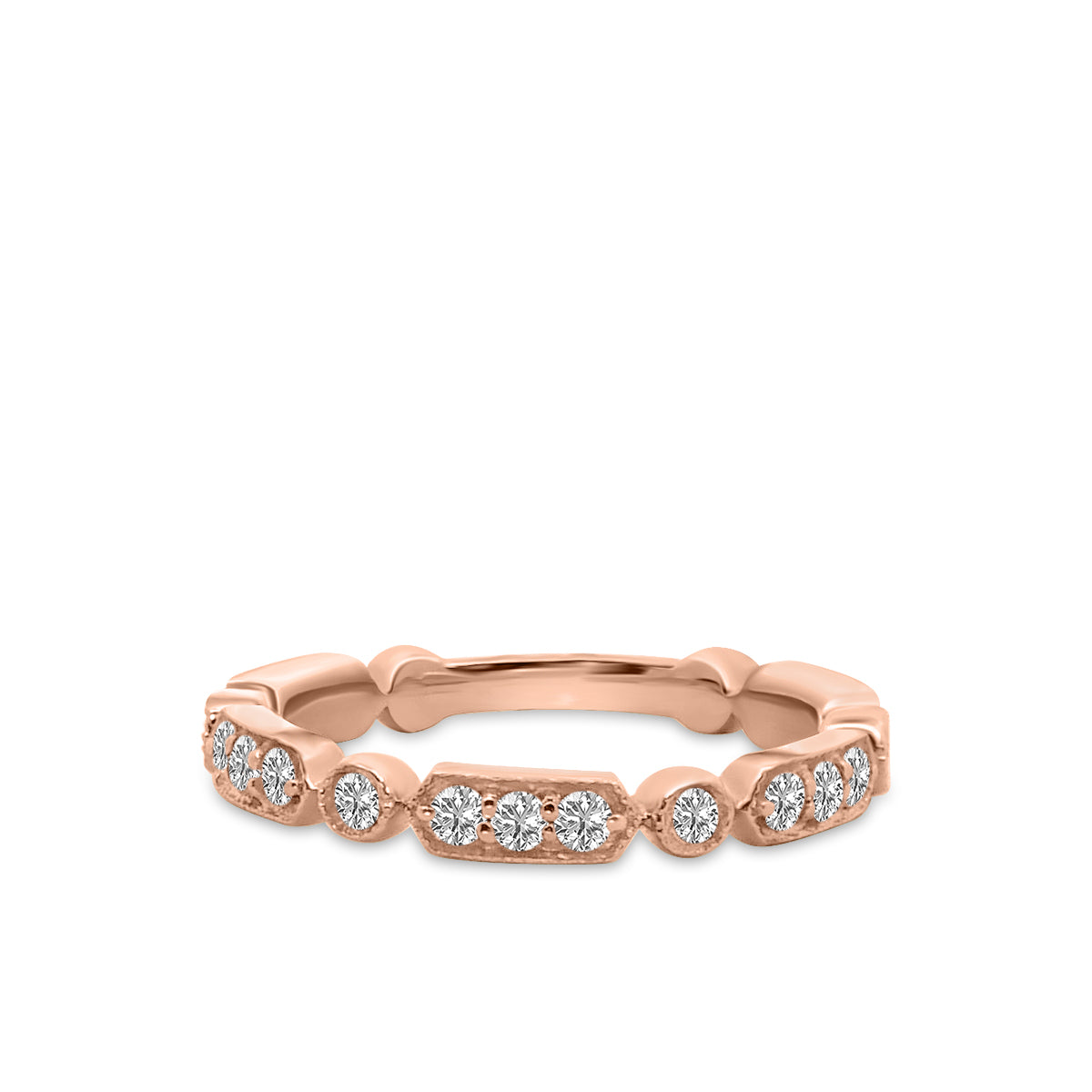 0.50 Ctw Hexagon and Dot with Milgrain Diamond Band