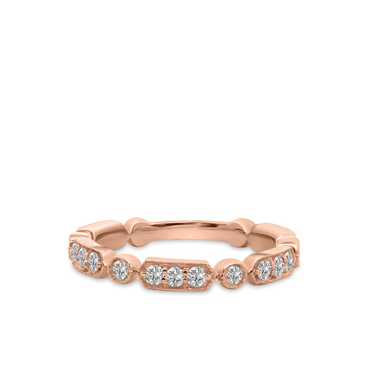 0.50 Ctw Hexagon and Dot with Milgrain Diamond Band