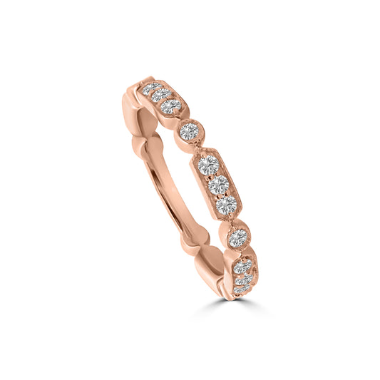 0.50 Ctw Hexagon and Dot with Milgrain Diamond Band