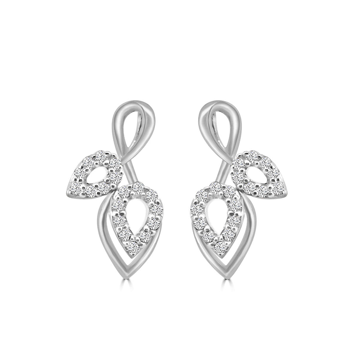 14KW 0.15 Ctw Diamond Double Leaf Shape Earring with Push Back