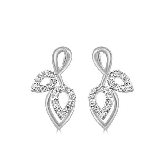 0.15 Ctw Diamond Double Leaf Shape Earring with Push Back